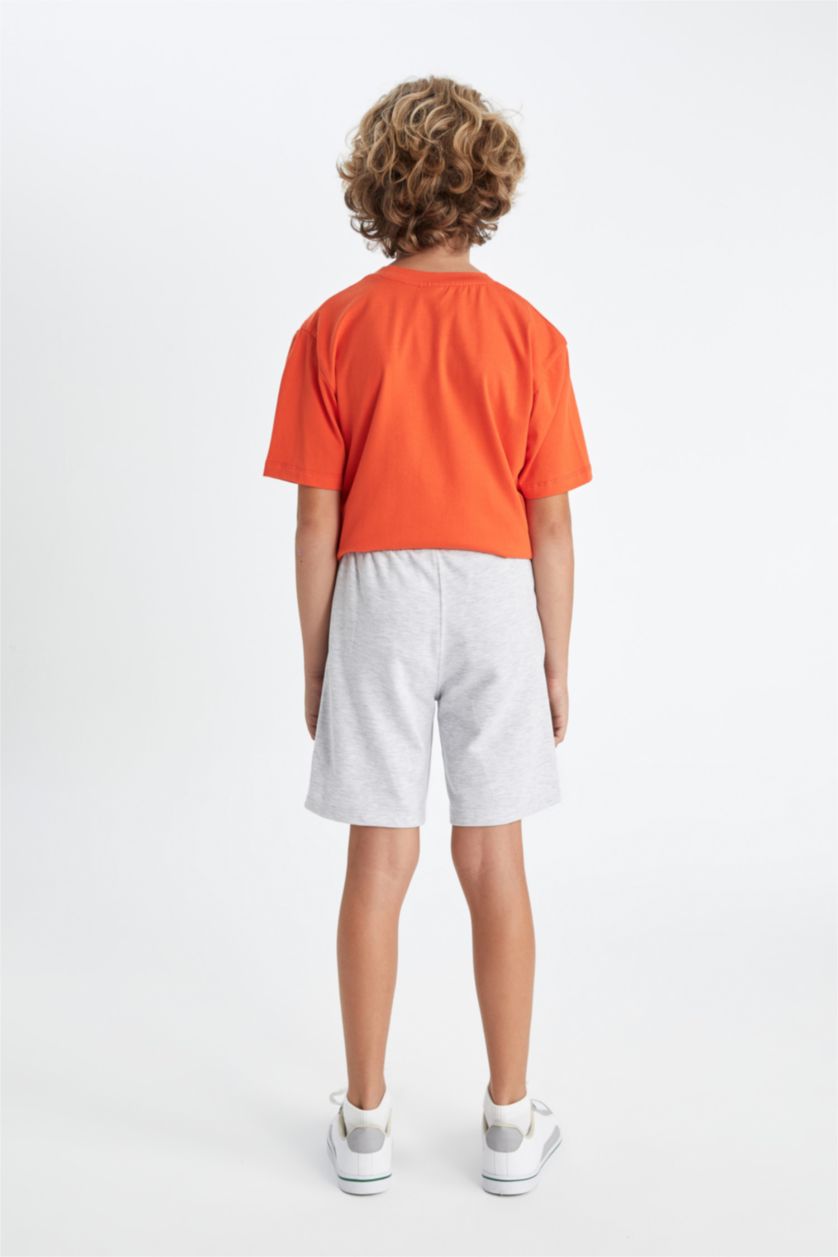 أولادي ميلانج رمادي شورت اولادي خفيف قصة عادية