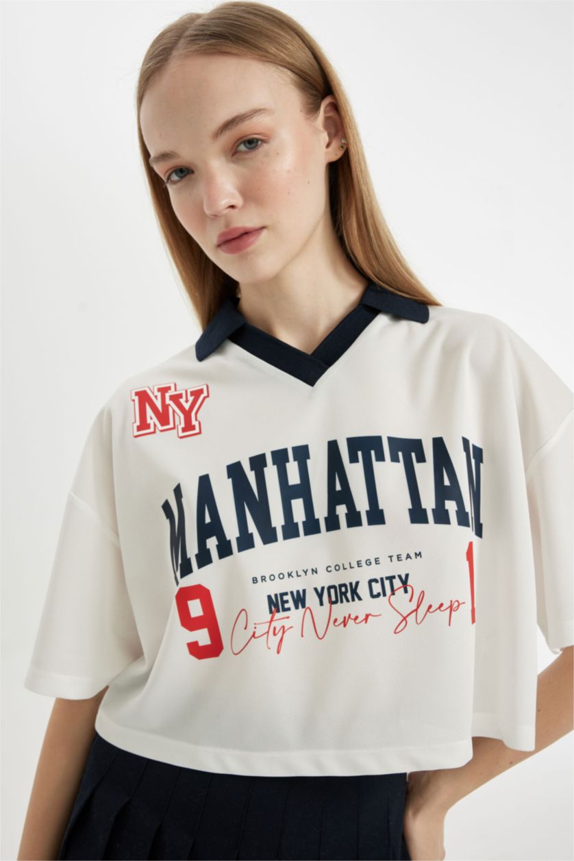 FEMME Blanc T-Shirt Oversize imprimé à Manches Courtes