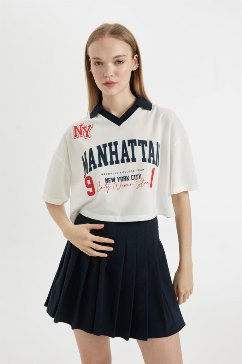 FEMME Blanc T-Shirt Oversize imprimé à Manches Courtes