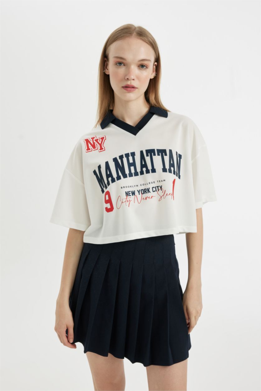 FEMME Blanc T-Shirt Oversize imprimé à Manches Courtes