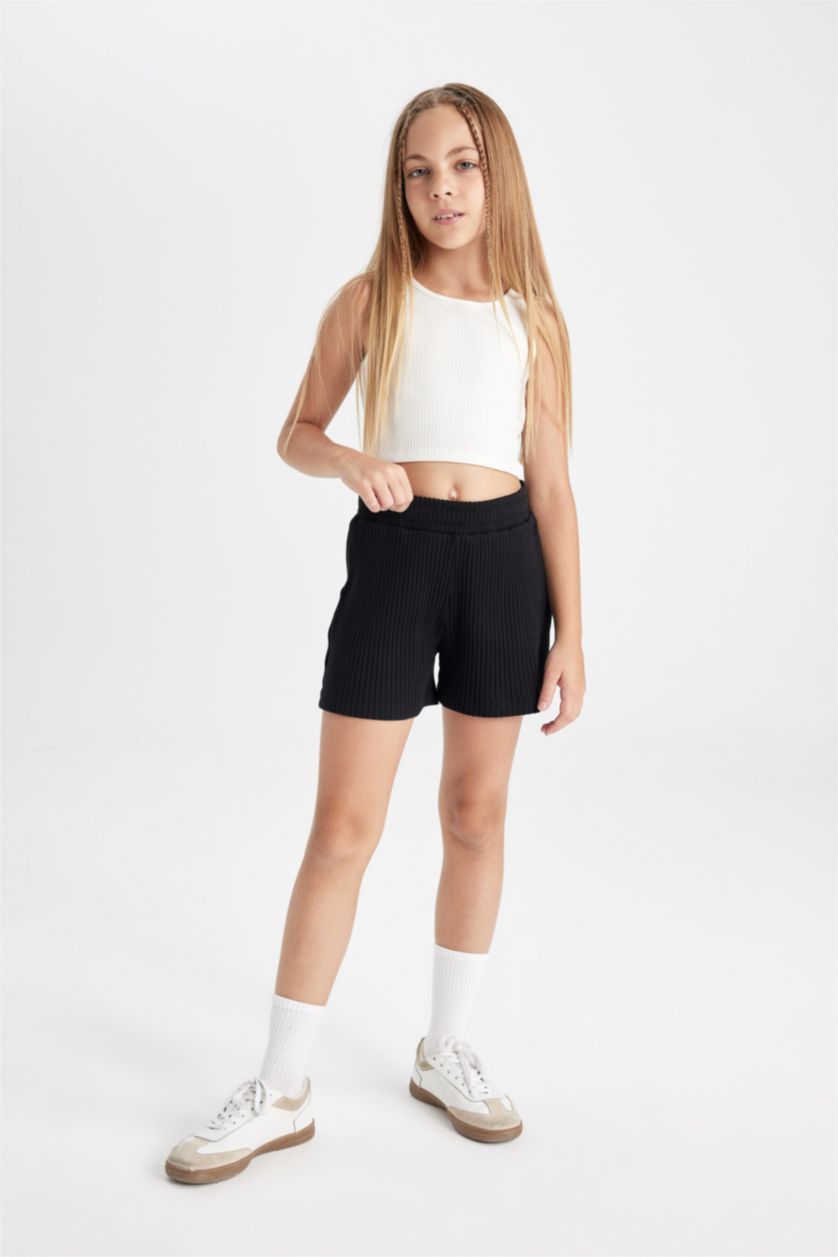 GIRLS & TEENS Black Girl Ribbed Camisole Shorts