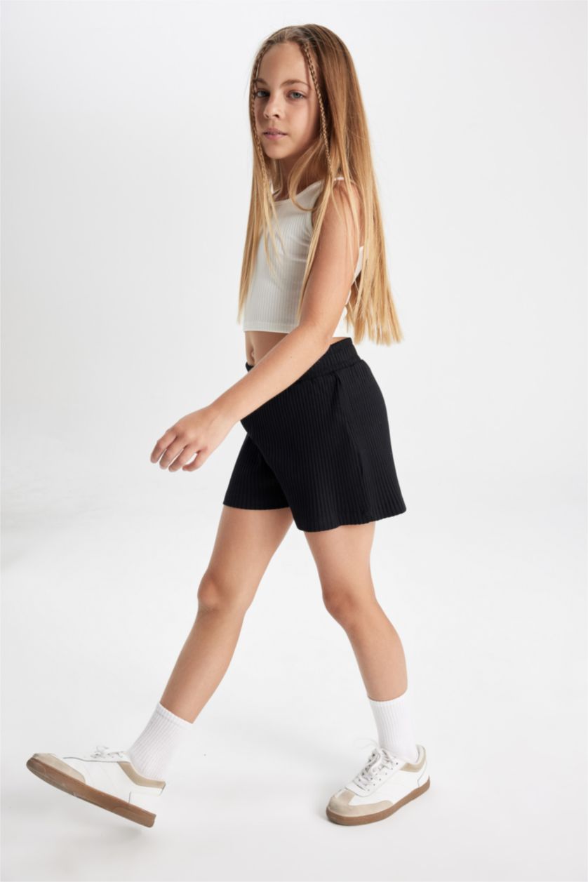 GIRLS & TEENS Black Girl Ribbed Camisole Shorts
