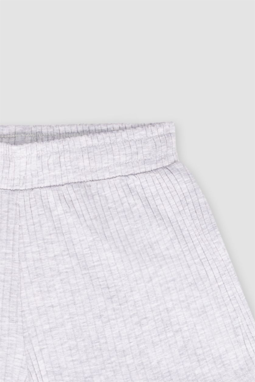 بناتي ميلانج رمادي فاتح شورت بناتي مضلع