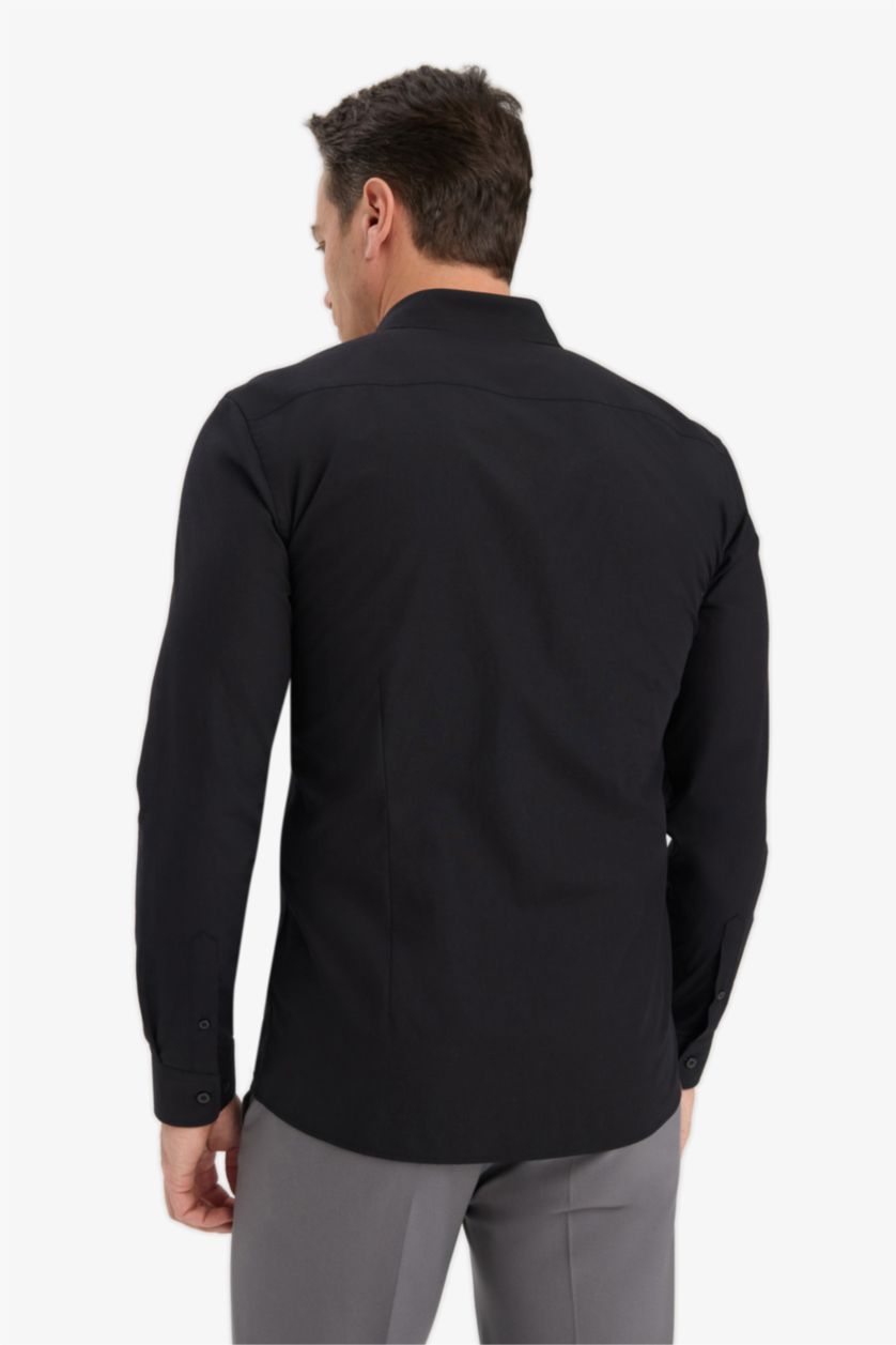 Ерлер қара Возвращение в школу, узкий крой, рубашка поло с обтягивающим силуэтом, длинными рукавами, из поплина