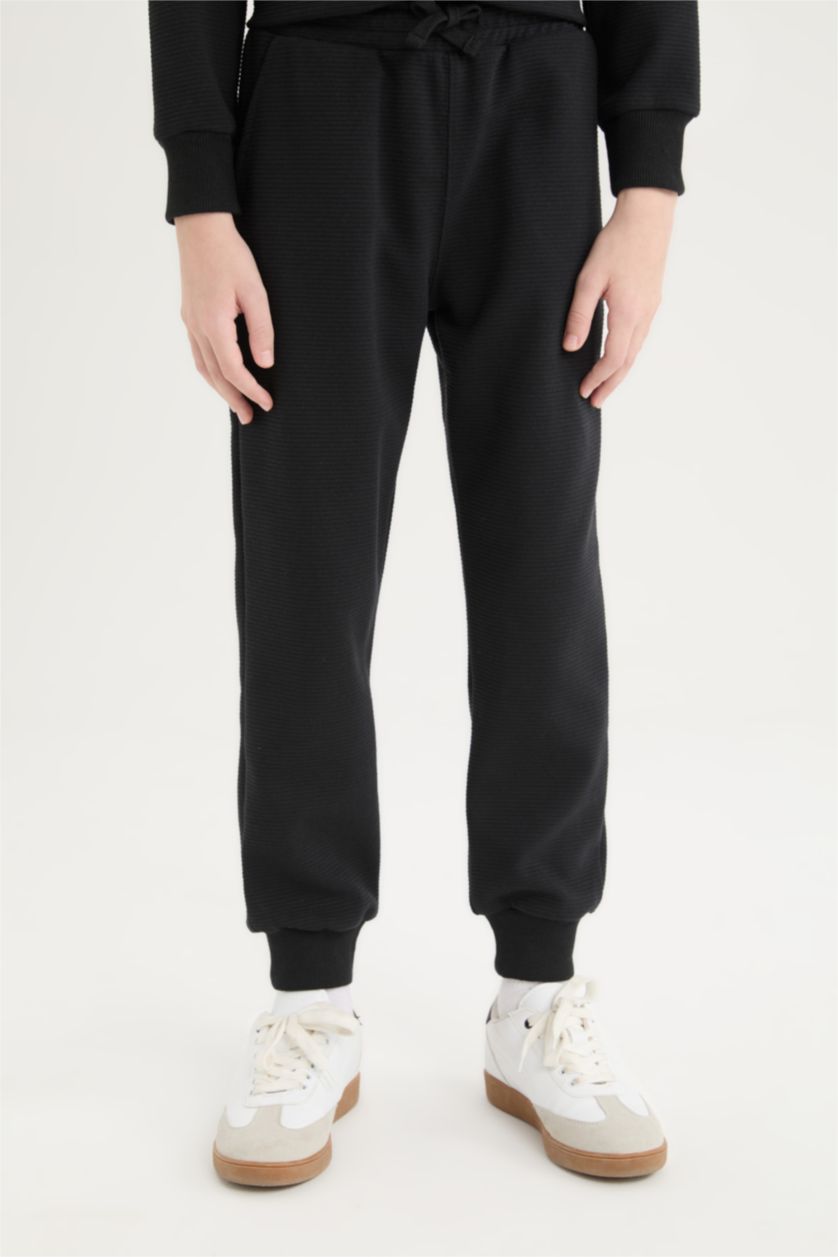 Erkek Çocuk - Genç Erkek Siyah Erkek Çocuk 2'li Takım Baskılı Sweatshirt Eşofman Altı