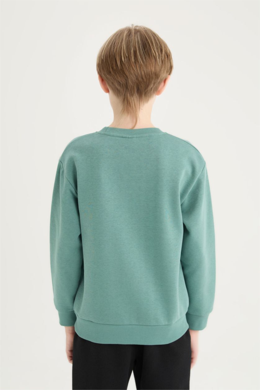 BOYS & TEENS Green Boy Printed Thick Sweatshirt Sweatpants 2 Piece Set