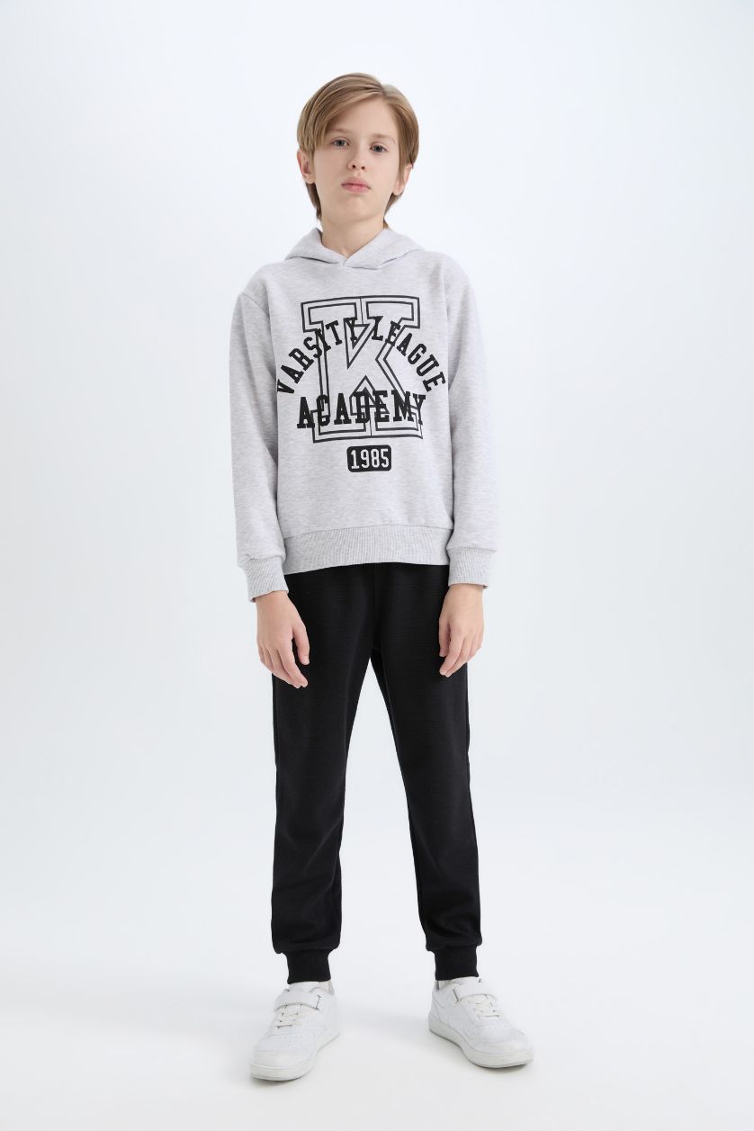 أولادي ميلانج رمادي فاتح طقم اولادي هودي وسويت بانتس - قطعتين