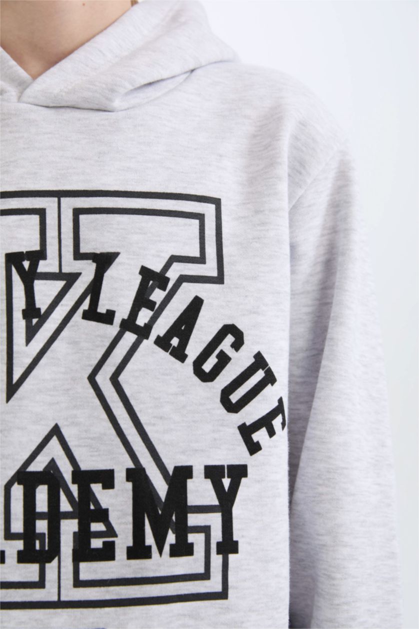 أولادي ميلانج رمادي فاتح طقم اولادي هودي وسويت بانتس - قطعتين