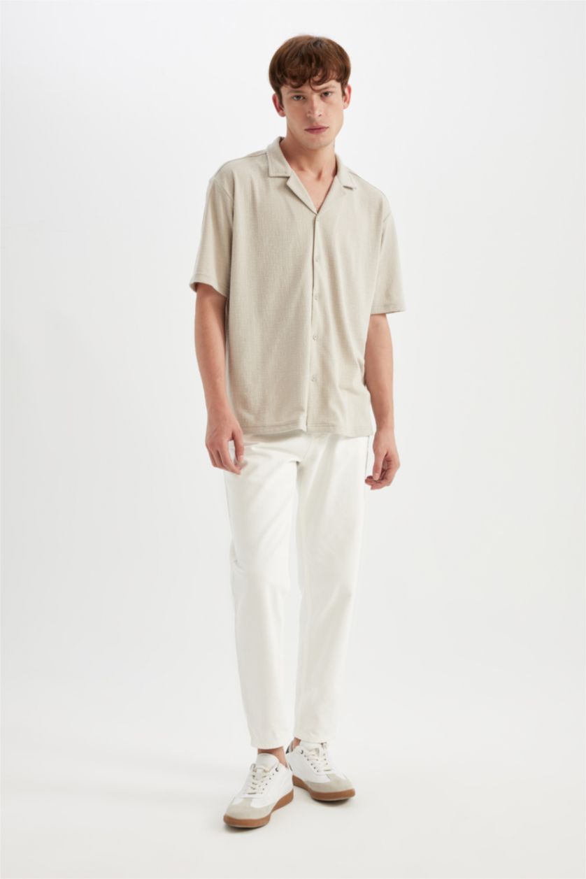 HOMME Beige Chemise coupe régulière à Manches Courtes