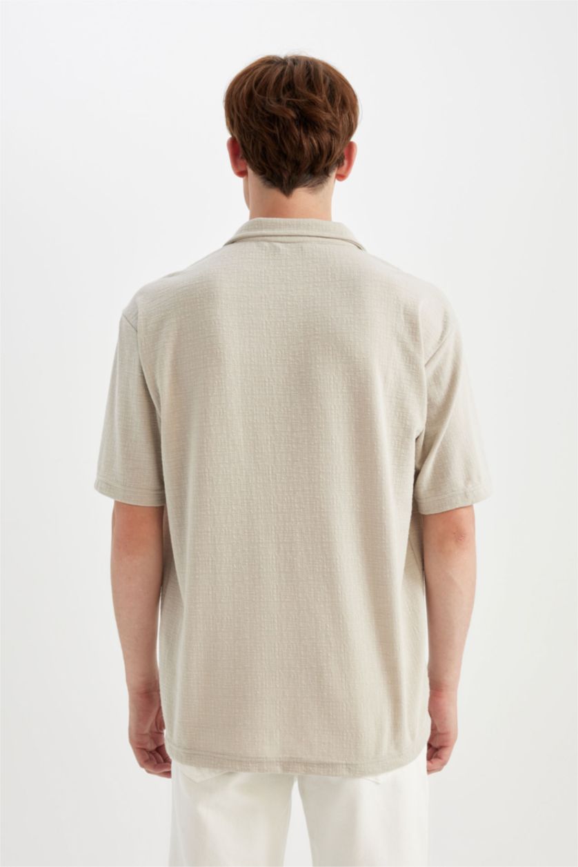 HOMME Beige Chemise coupe régulière à Manches Courtes