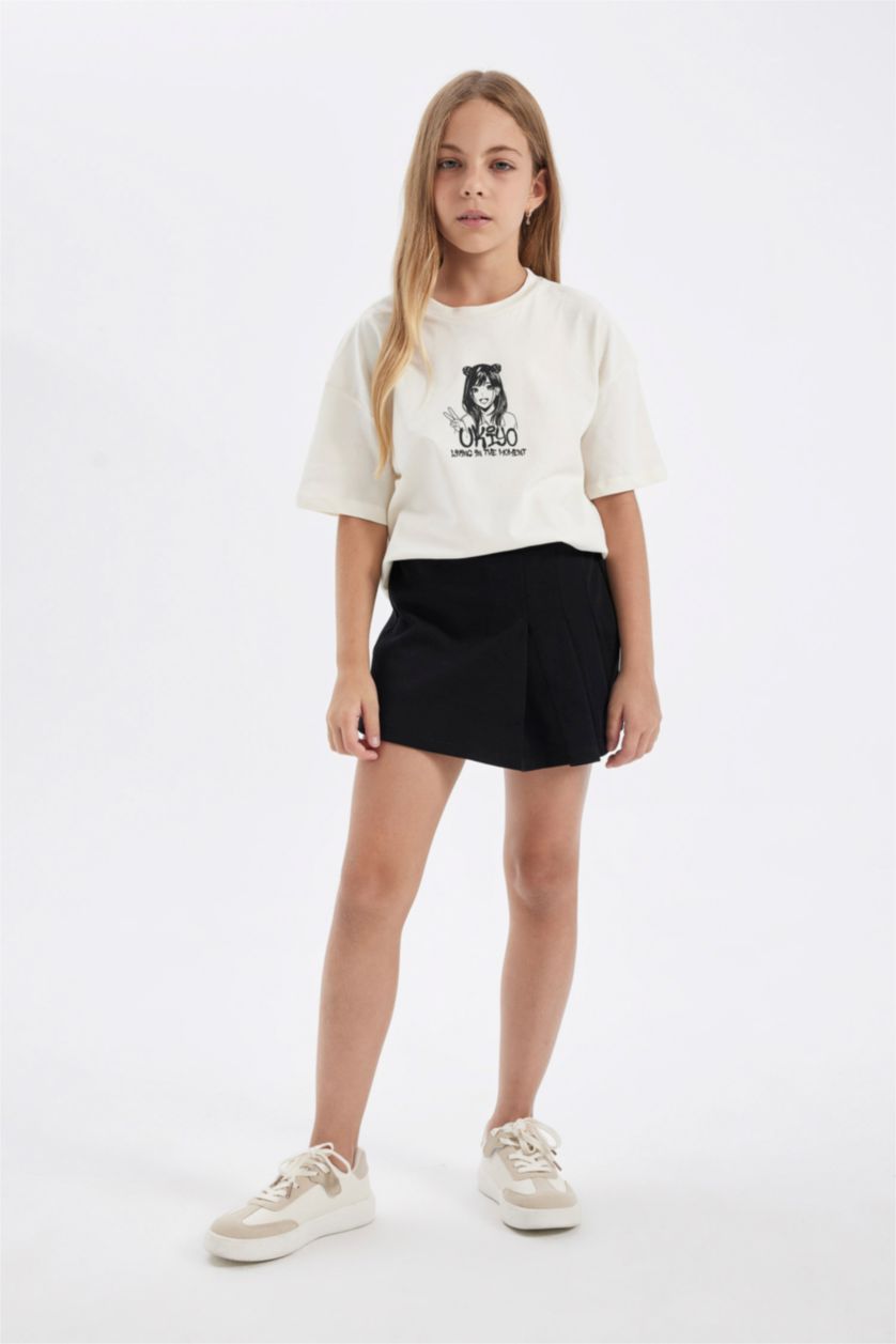 GIRLS & TEENS Black Girl Printed T-Shirt Shorts Skirt 2 Piece Set