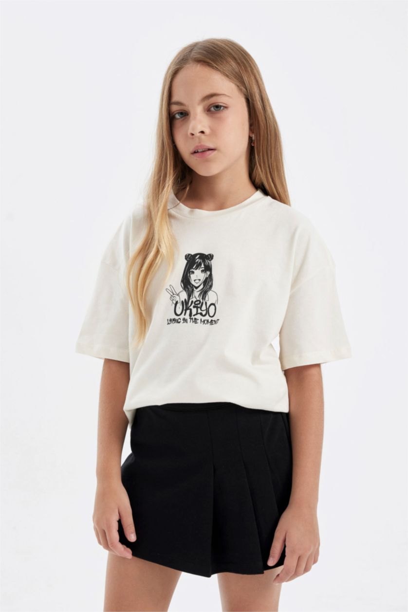 GIRLS & TEENS Black Girl Printed T-Shirt Shorts Skirt 2 Piece Set