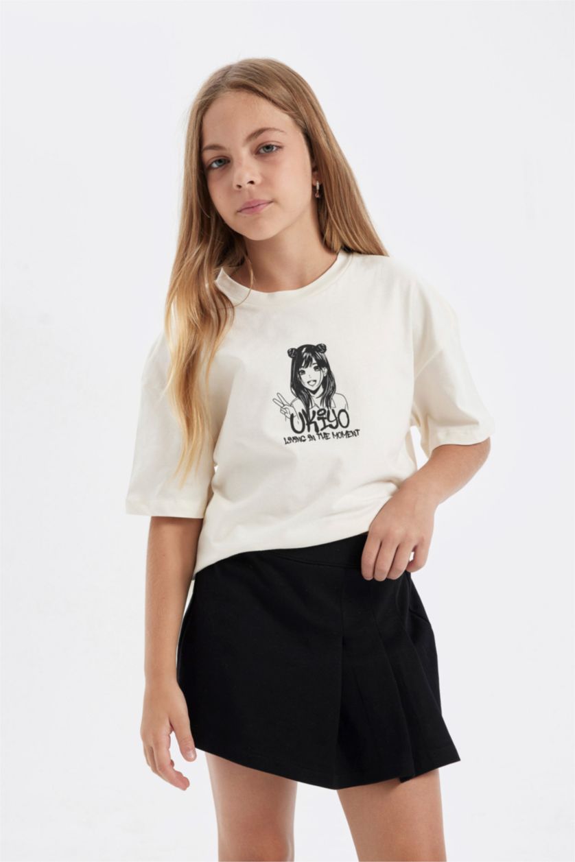 GIRLS & TEENS Black Girl Printed T-Shirt Shorts Skirt 2 Piece Set