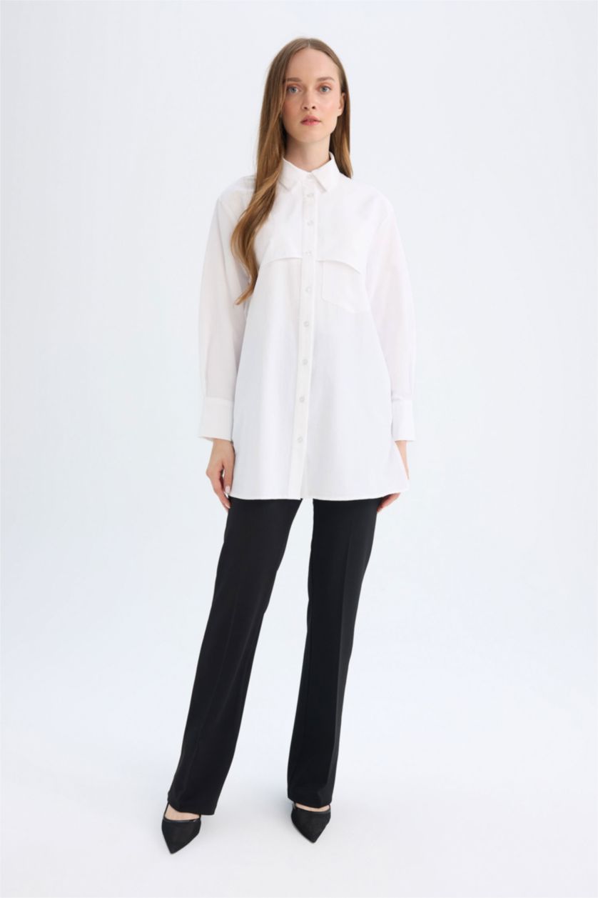 WOMAN White Relax Fit Poplin Basic Shirt Tunic