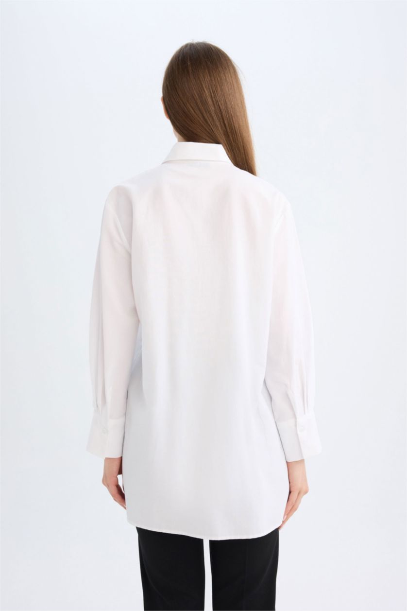WOMAN White Relax Fit Poplin Basic Shirt Tunic