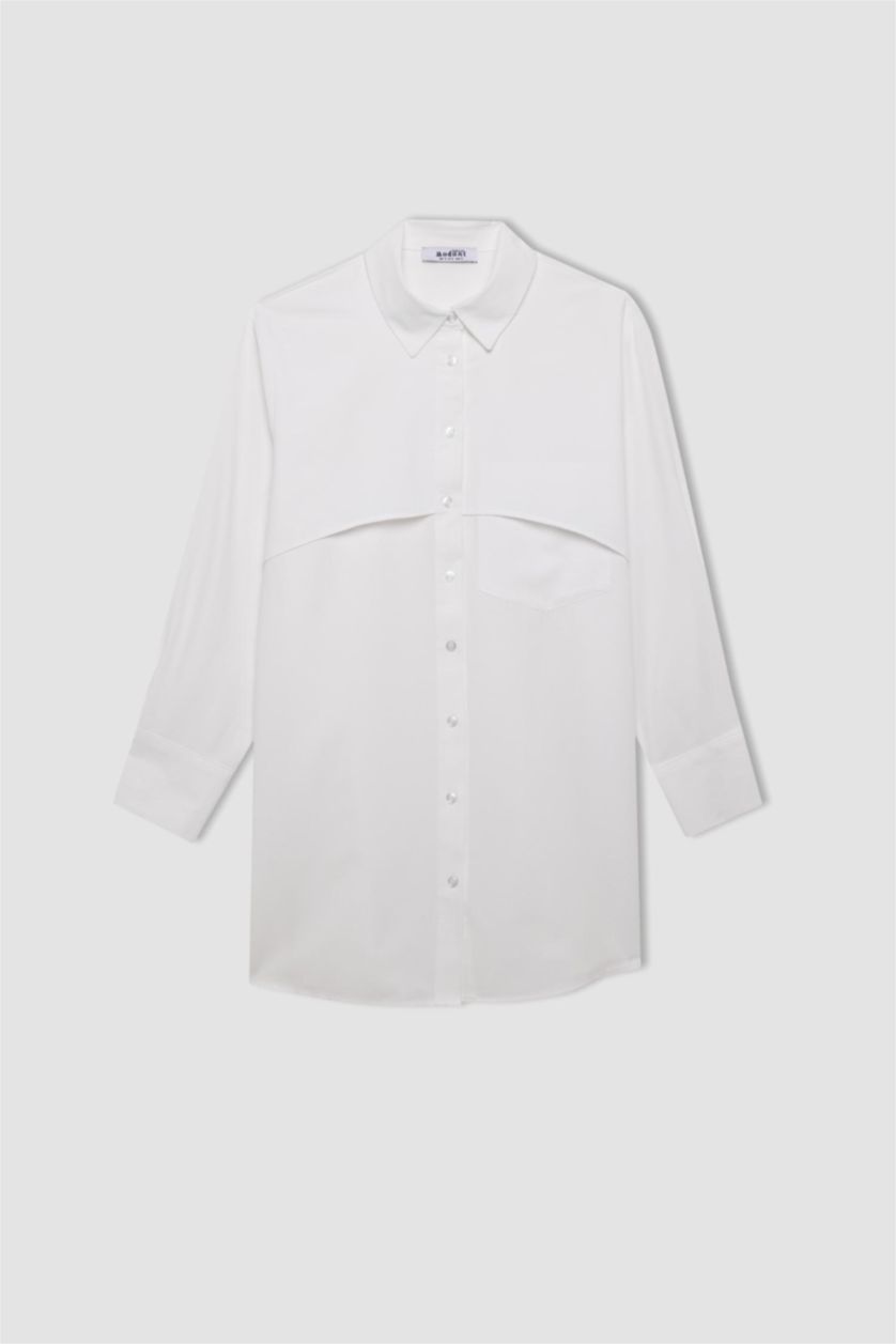 WOMAN White Relax Fit Poplin Basic Shirt Tunic