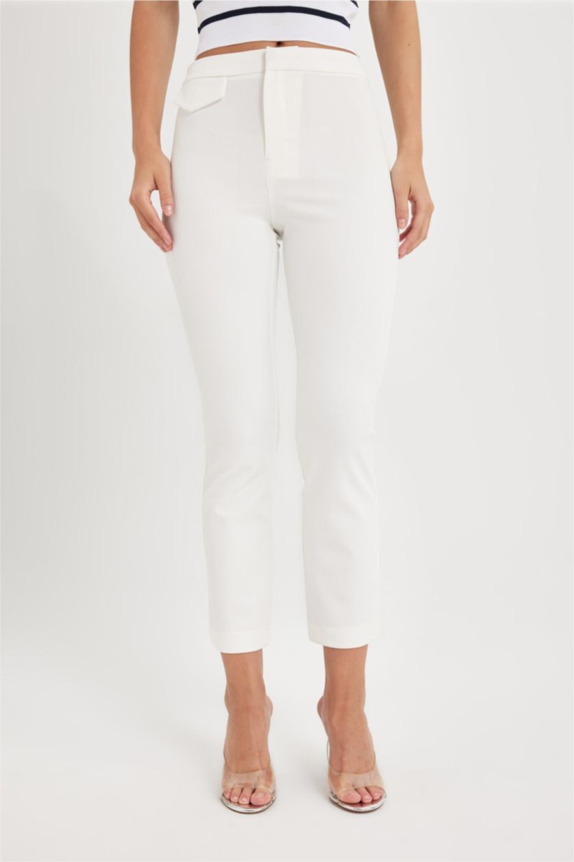 WOMAN White Flare Fit High Waist Trousers