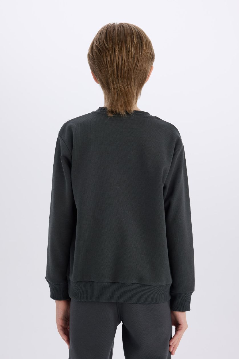 Erkek Çocuk - Genç Erkek Antrasit Stranger Things Bisiklet Yaka Sweatshirt Erkek Çocuk