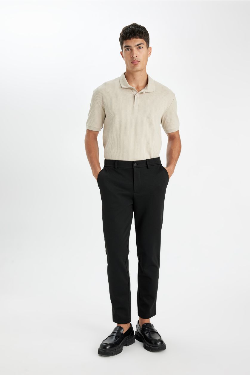 Erkek Bej %100 Pamuk Regular Fit Polo Yaka Basic Düz Kısa Kollu Tişört