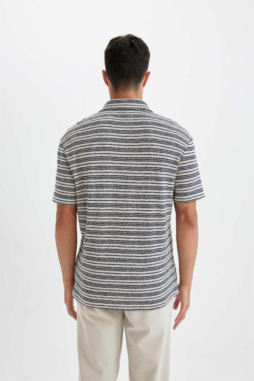 Erkek Lacivert Regular Fit Polo Yaka Triko Kısa Kollu Tişört