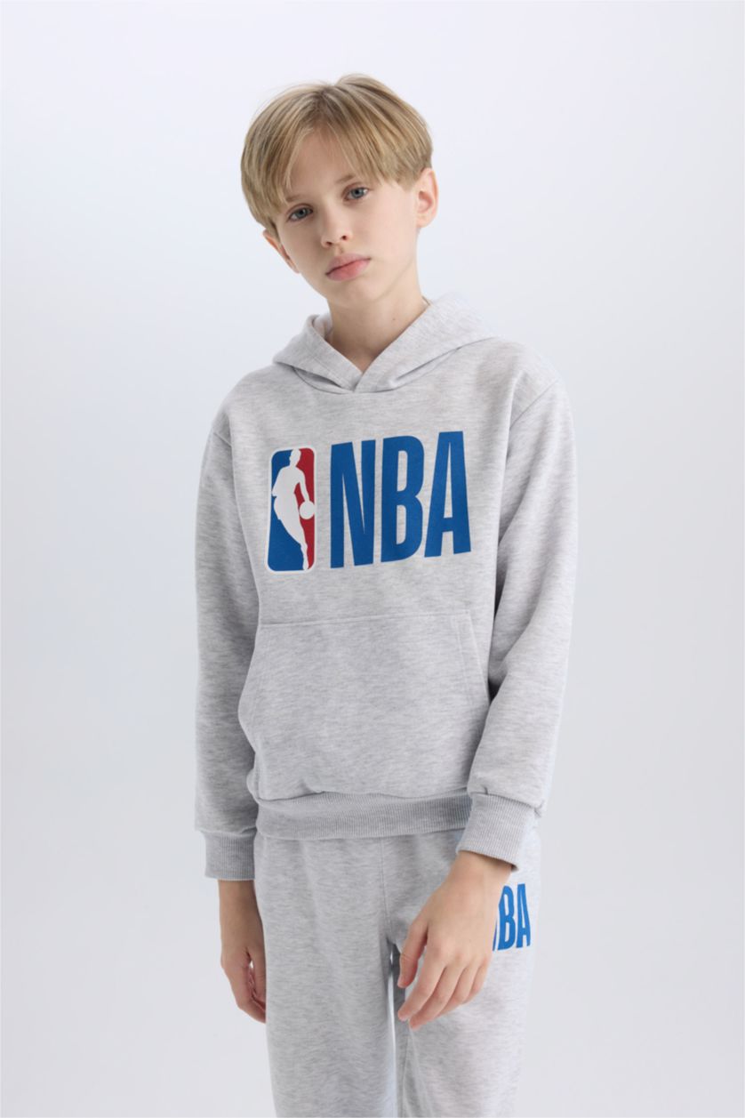 GARÇONS Gris Clair Sweat à Capuche NBA en tissu épais pour garçon