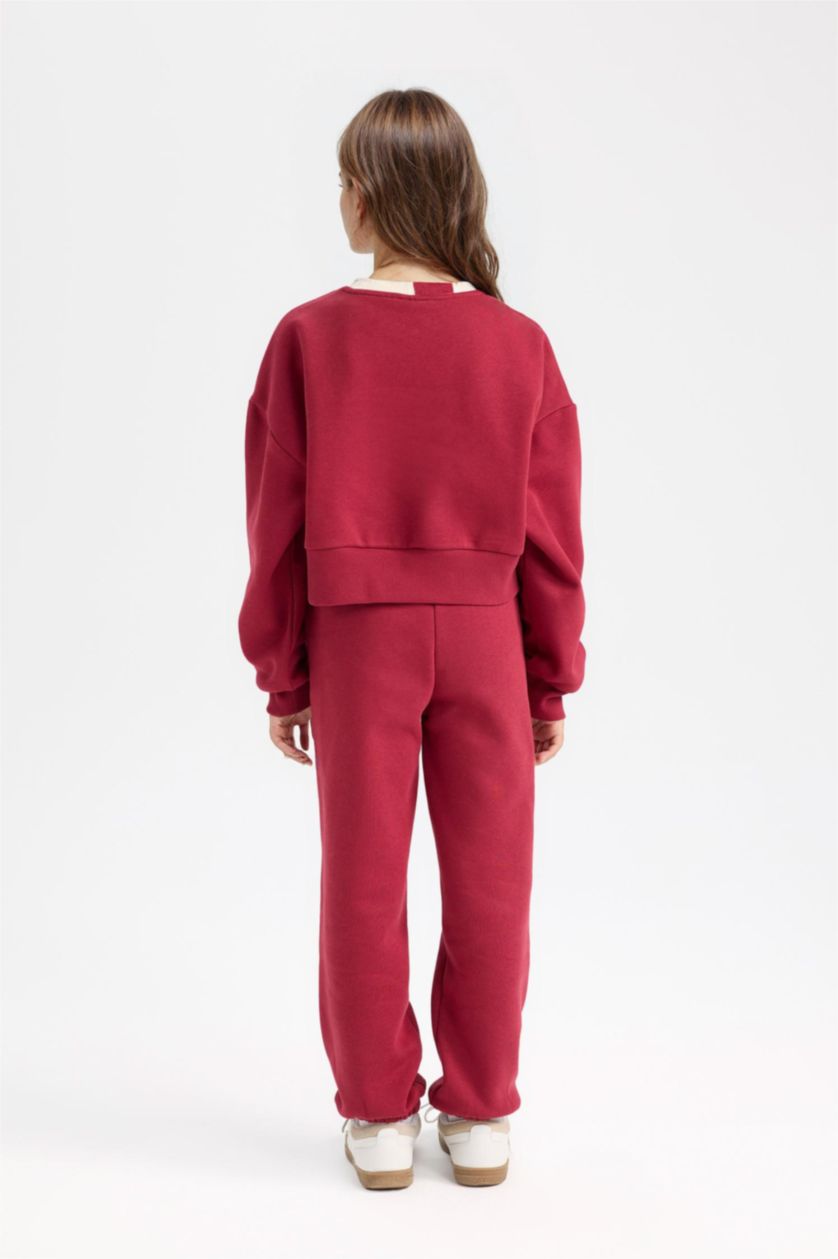 GIRLS & TEENS Bordeaux Girl Thick Sweatshirt Jogger Sweatpants 2 Piece Set