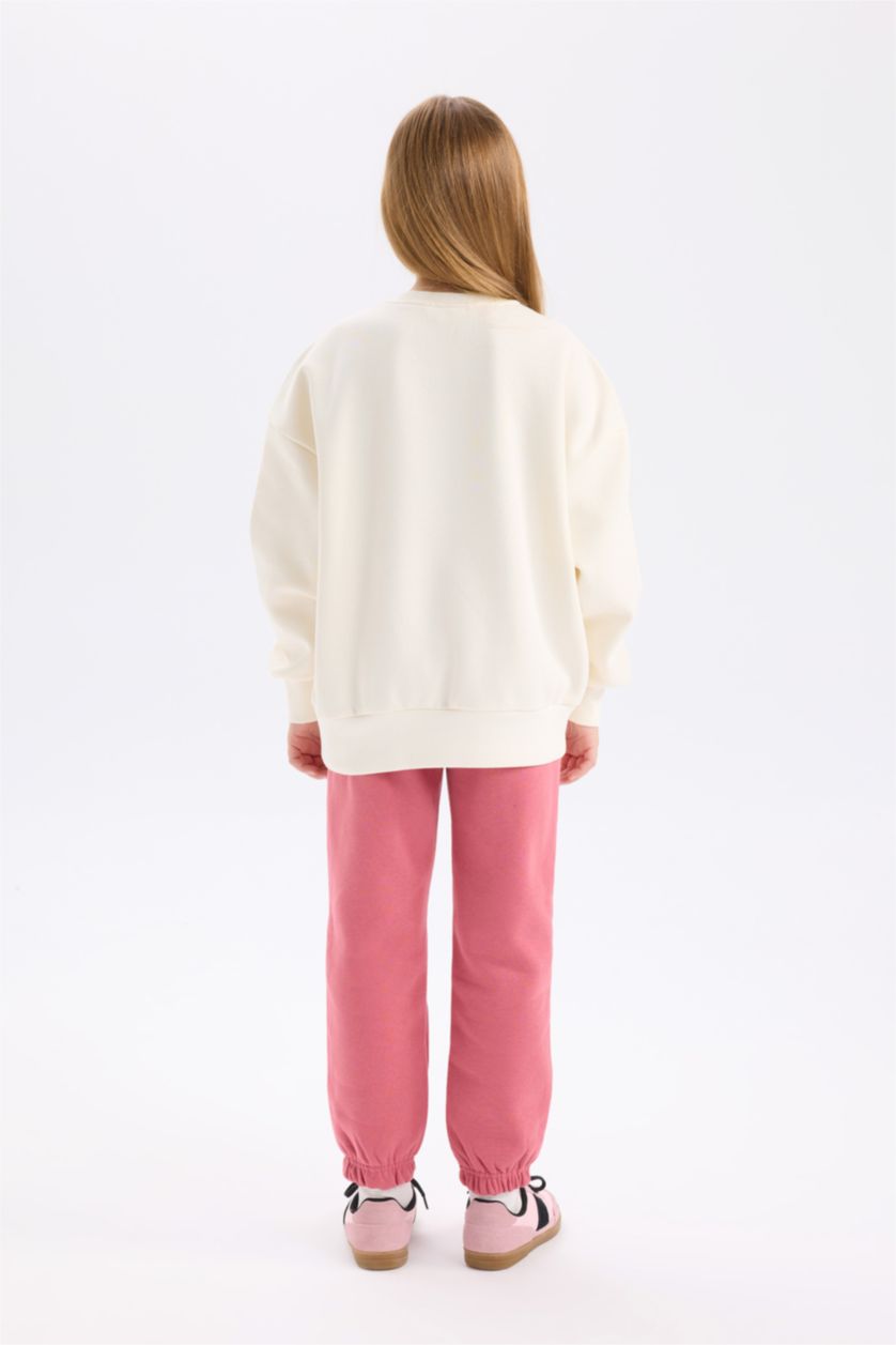 FILLES Écru Ensemble Sweatshirt imprimé à col rond et Jogging pour Fille