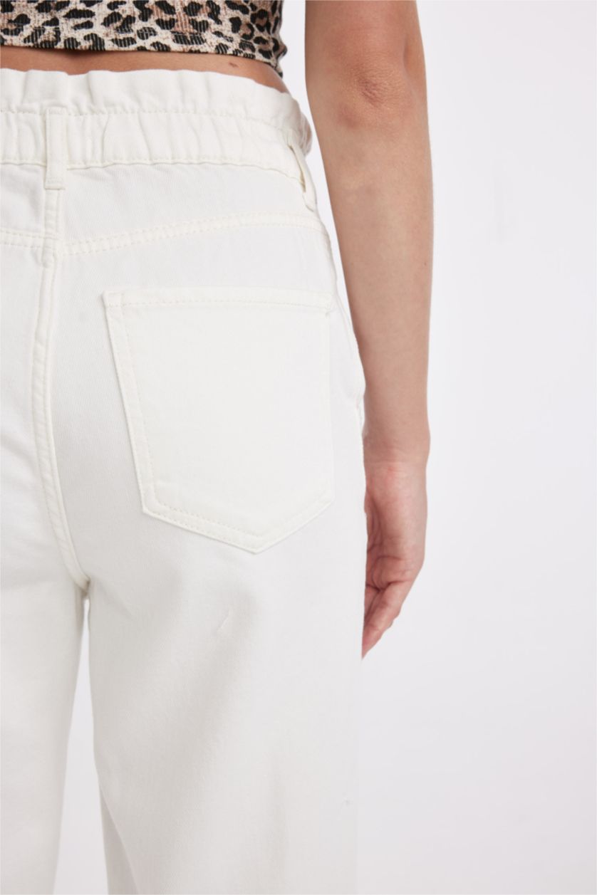 حريمي أبيض (000) بنطلون جينز ابيض بيبرباج برجل عادية وخصر عالي