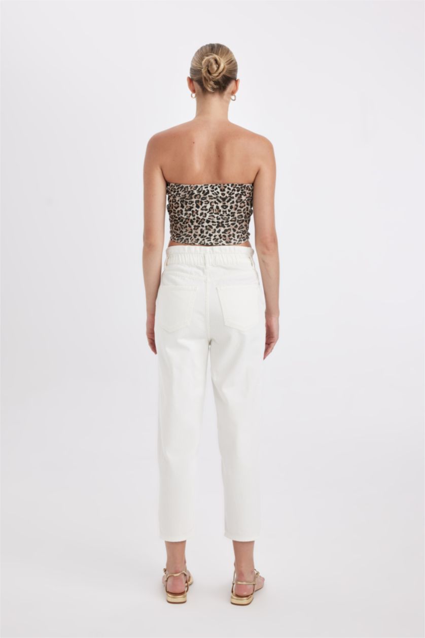 حريمي أبيض (000) بنطلون جينز ابيض بيبرباج برجل عادية وخصر عالي