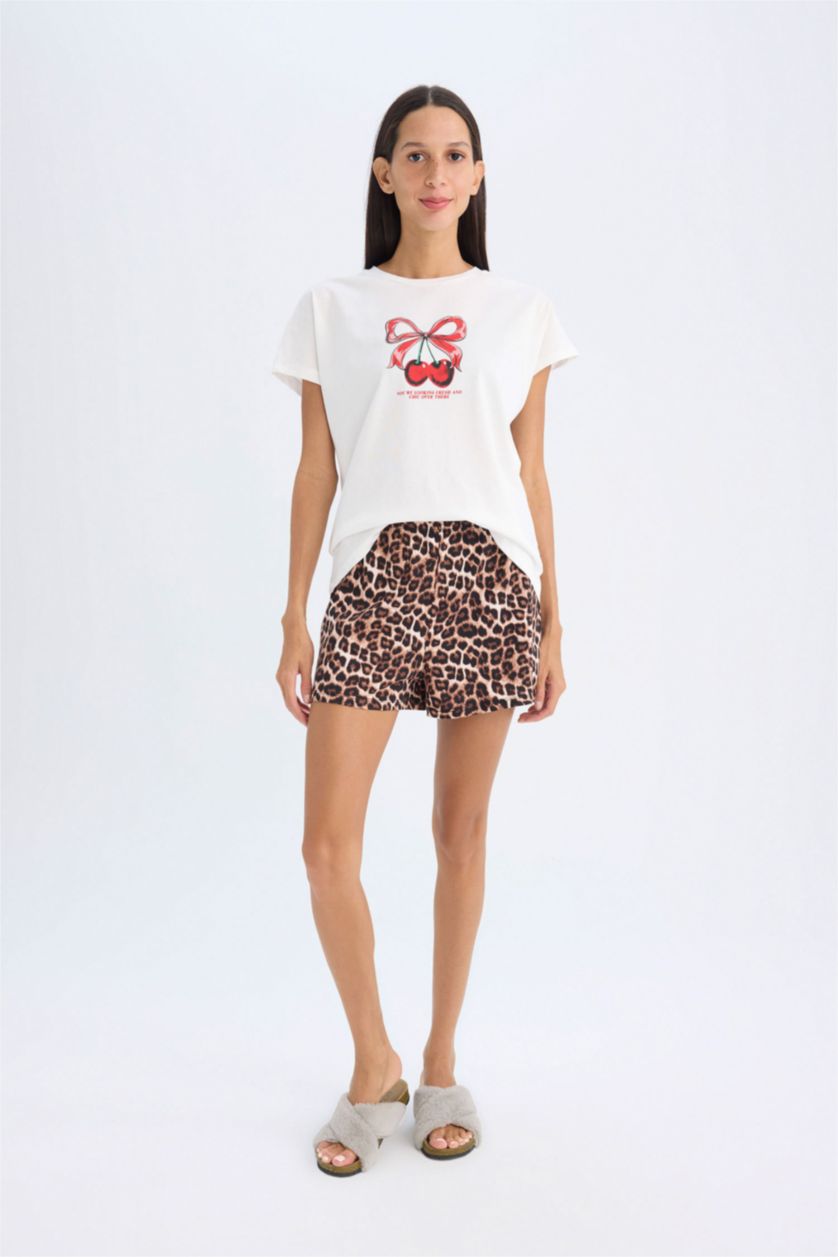 WOMAN Black Fall in Love Printed 2 Piece Pajama Set