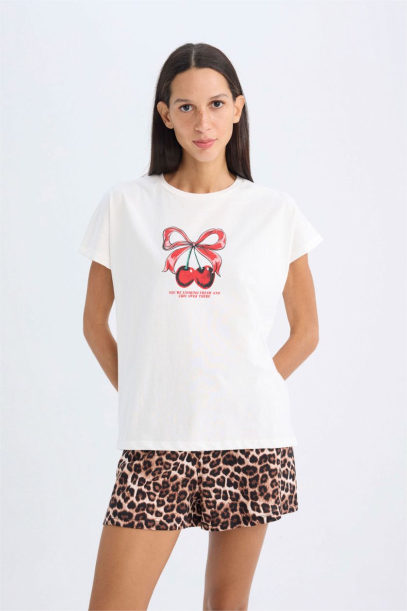 WOMAN Black Fall in Love Printed 2 Piece Pajama Set