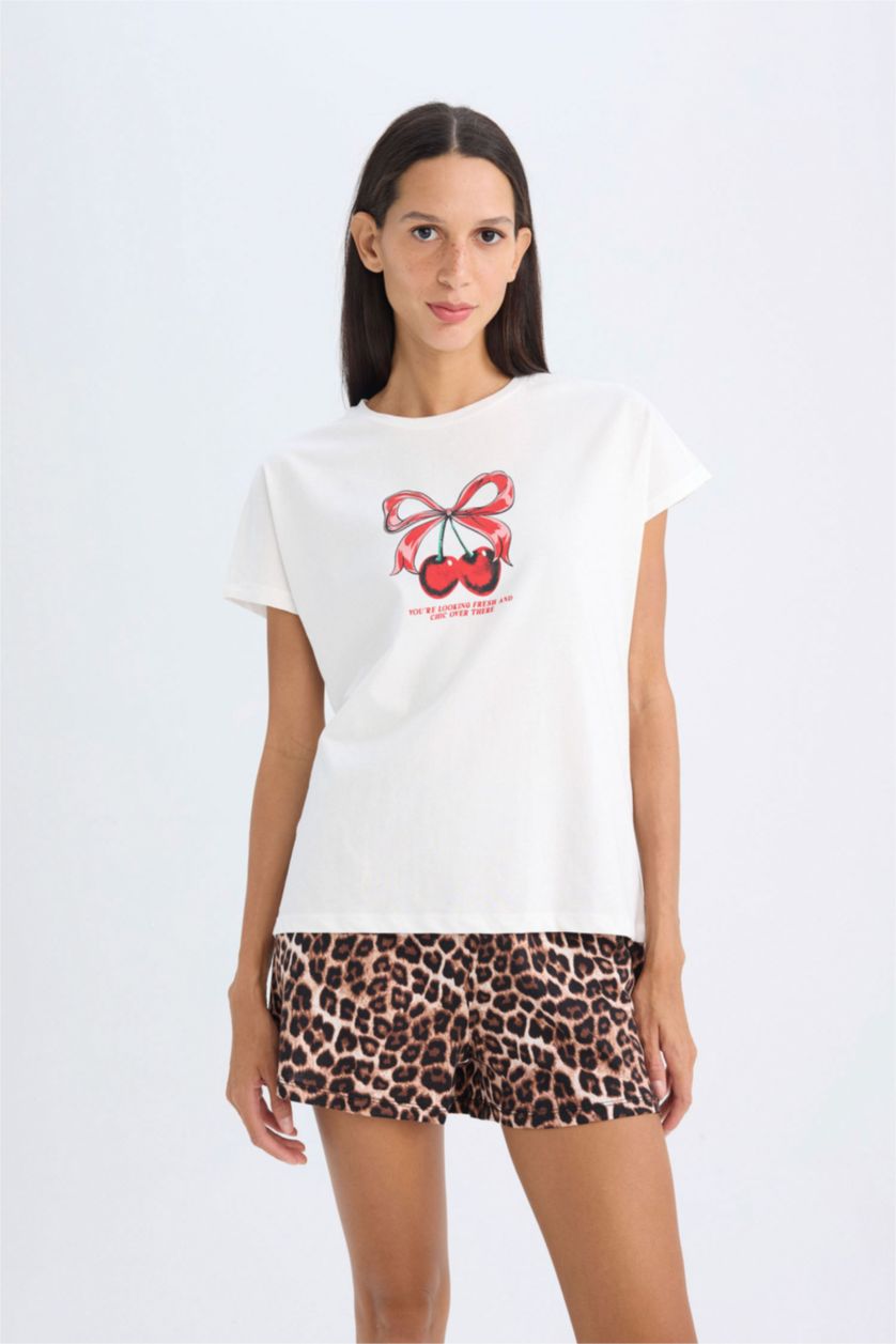 WOMAN Black Fall in Love Printed 2 Piece Pajama Set