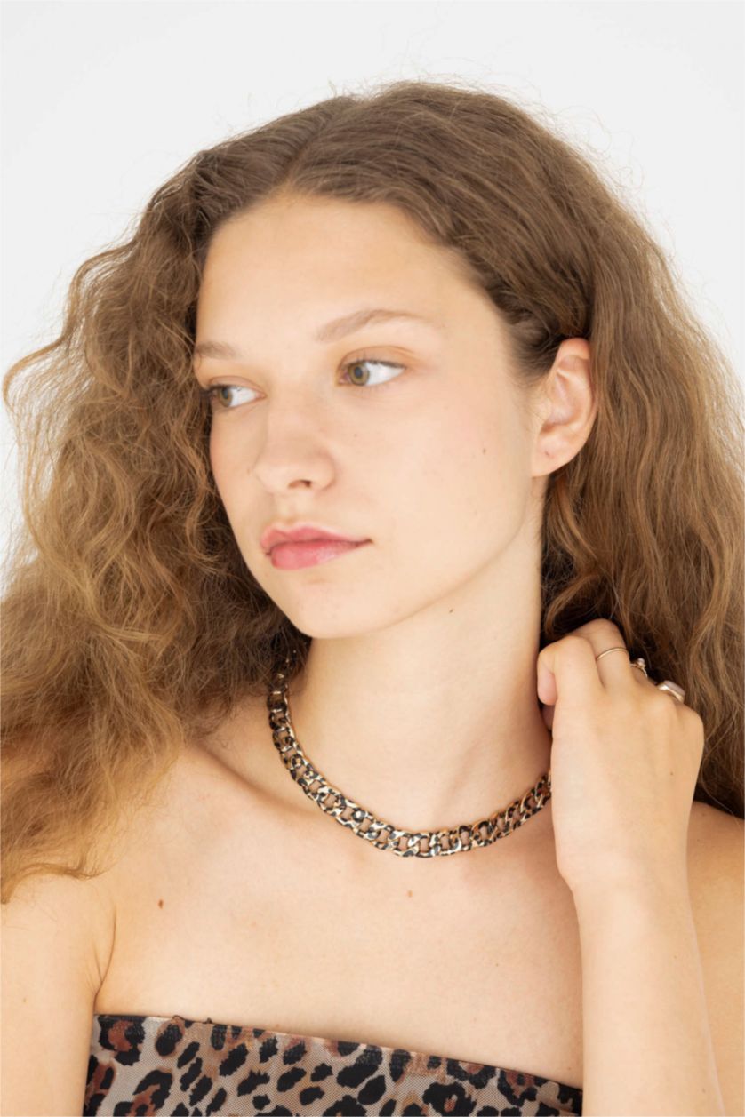 WOMAN Altın Woman Leopard Patterned Necklace