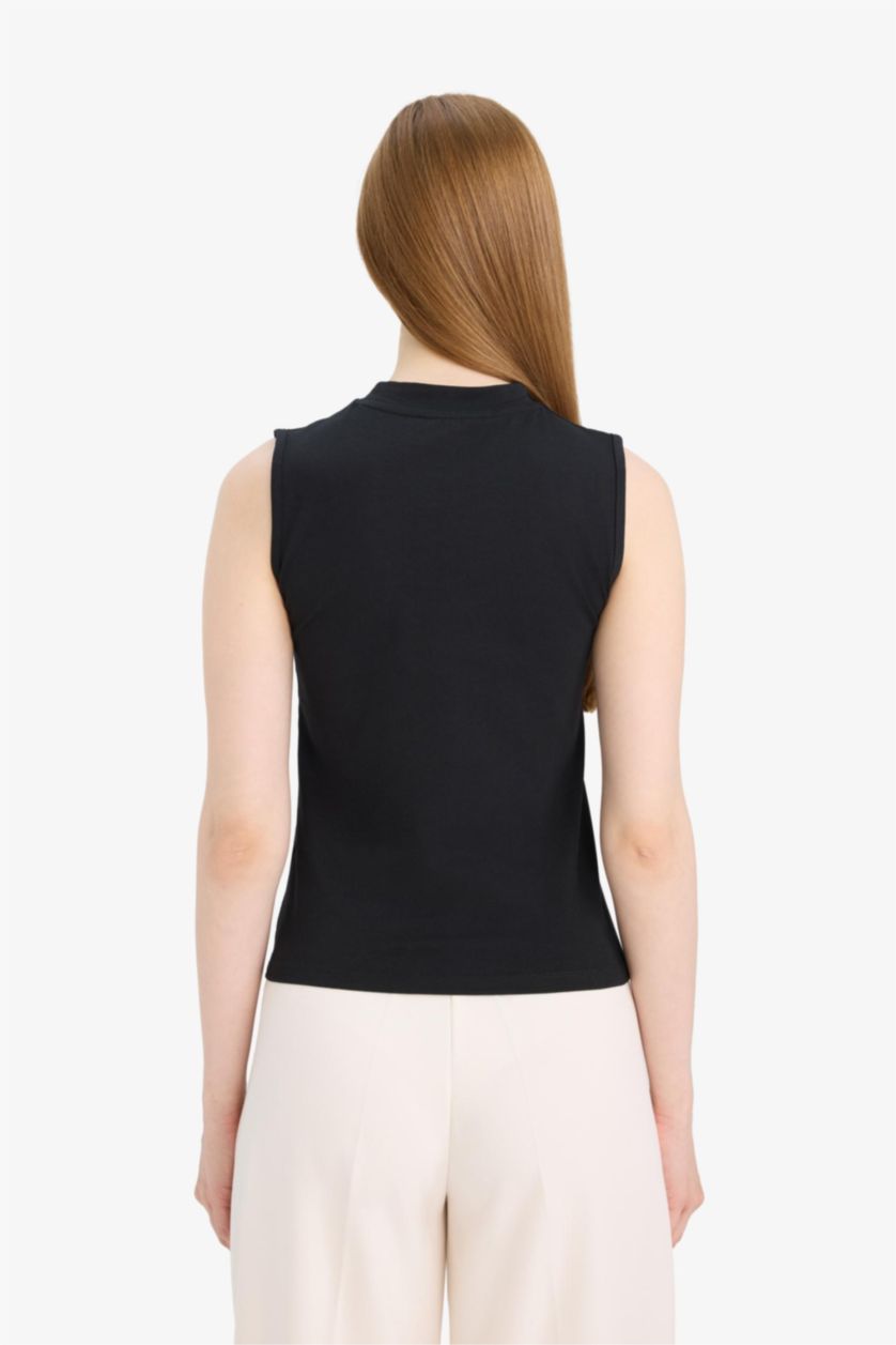 Kadın Siyah Bisiklet Yaka Kolsuz Atlet