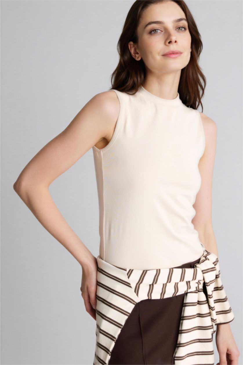 Kadın Taş Basıc Kolsuz Tunik