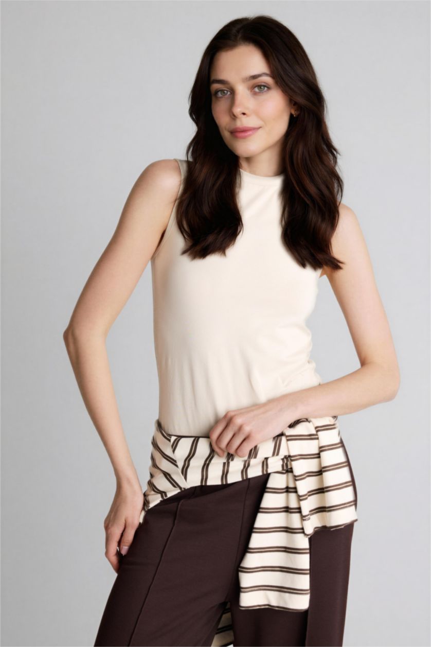 Kadın Taş Basıc Kolsuz Tunik