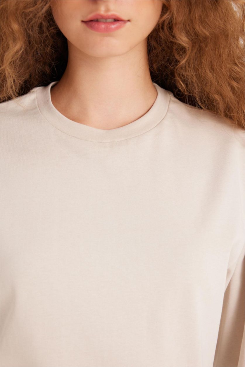 Kadın Bej Regular Fıt Uzun Kollu Tunik