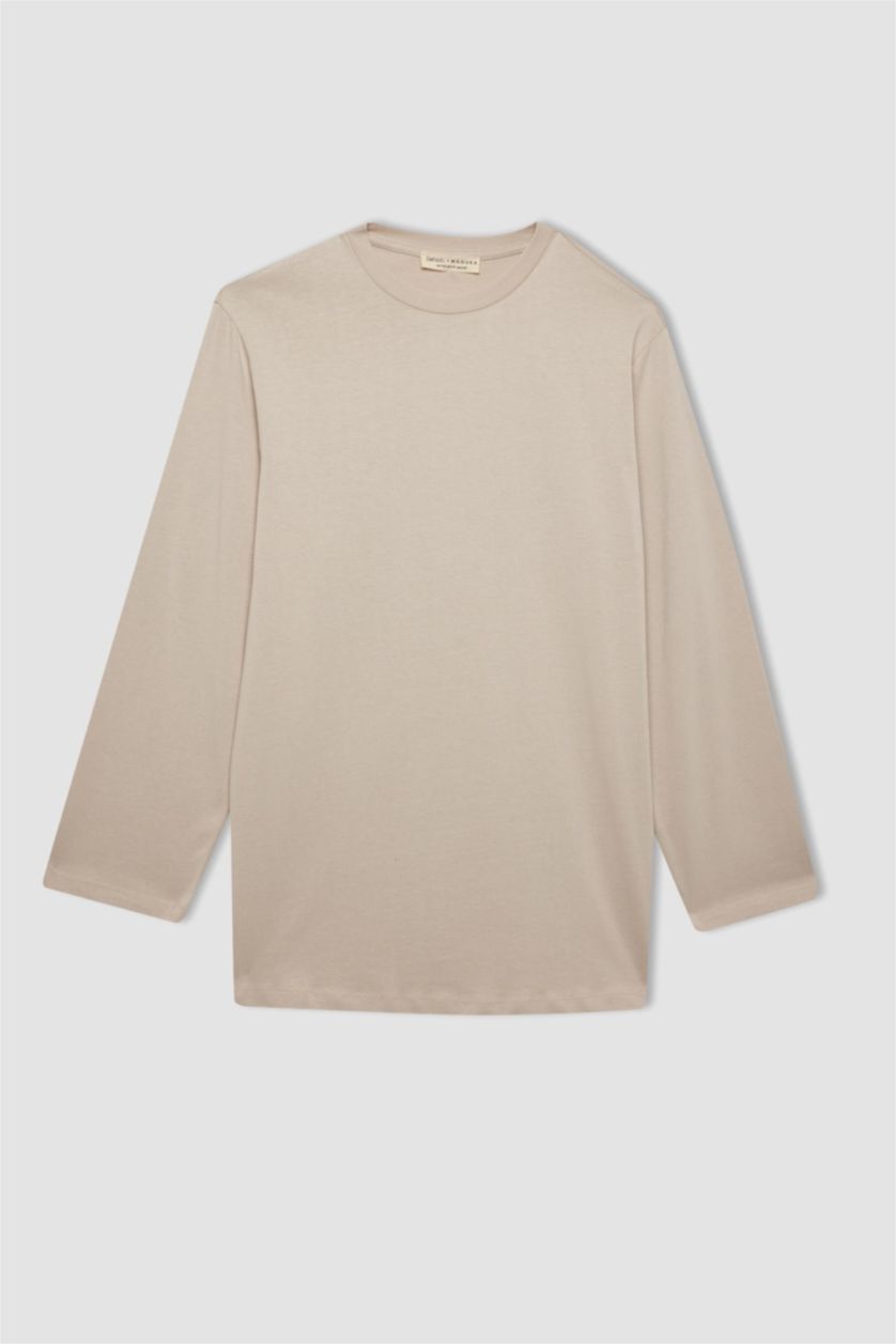 Kadın Bej Regular Fıt Uzun Kollu Tunik