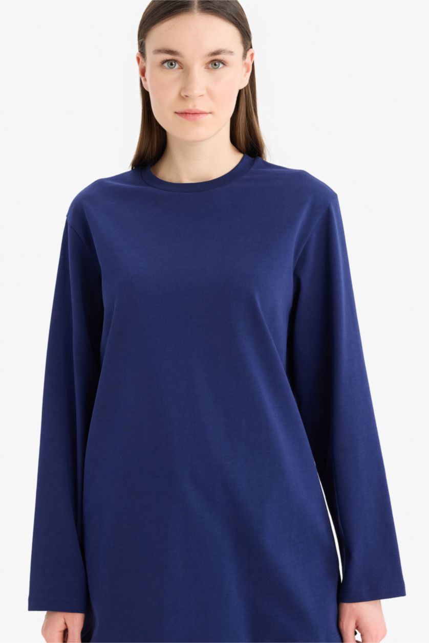 Kadın Lacivert Regular Fıt Uzun Kollu Tunik