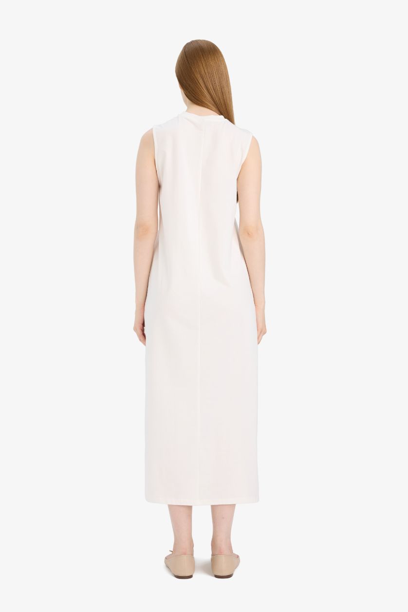 نساء بيج فاتح فستان طويل كت سادة قصة عادية بياخة عالية