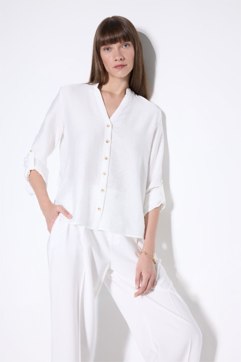 WOMAN White Regular Fit Long Sleeve Shirt