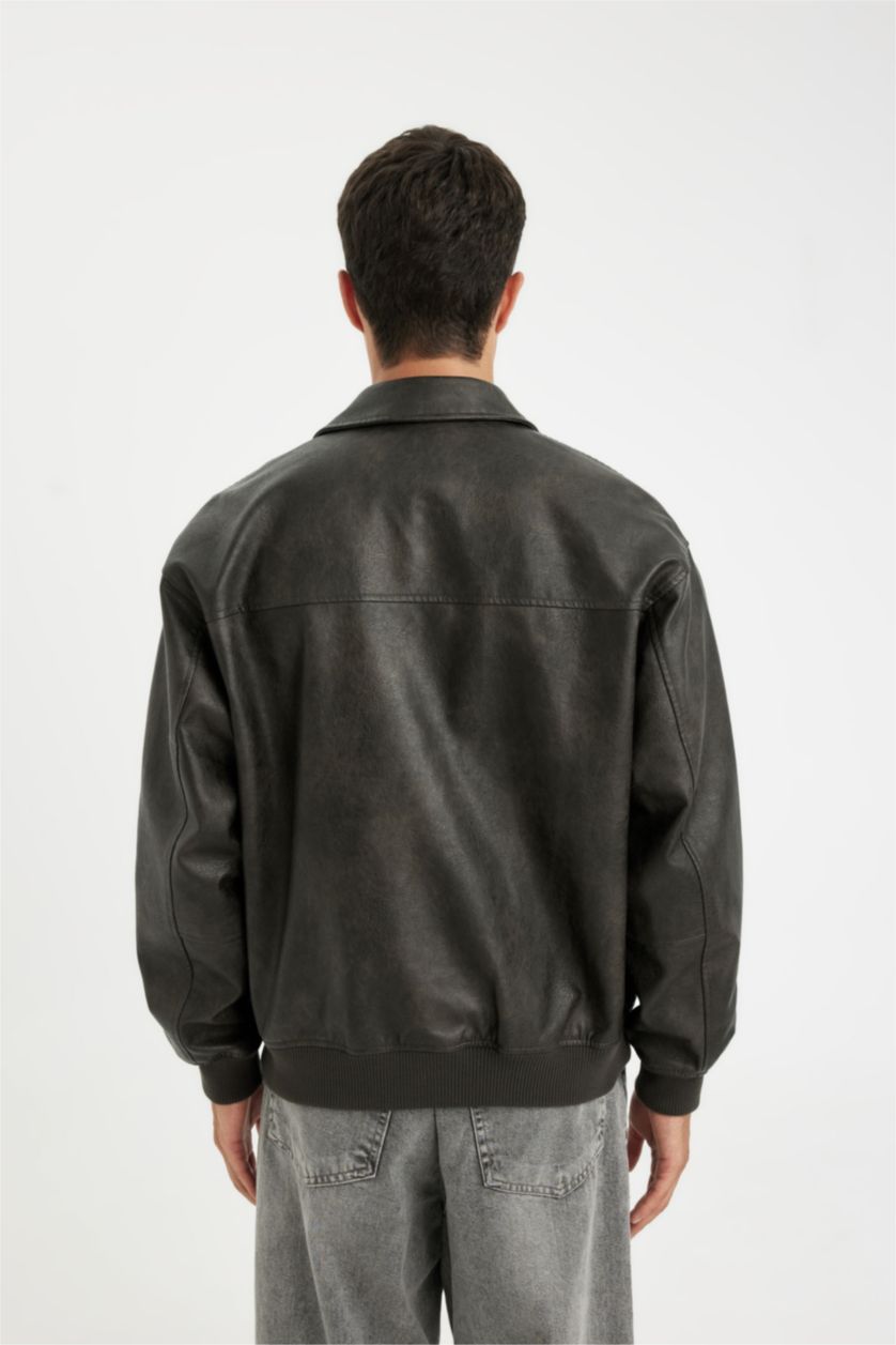 Erkek Koyu Kahve Su İtici Fermuarlı Mont