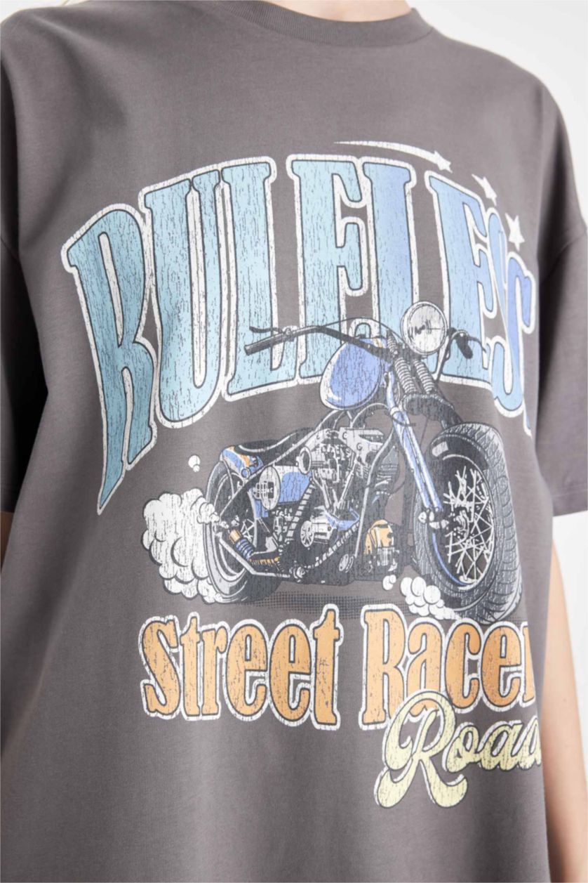 Women Anthracite Oversize Fit Short Sleeve T-Shirt