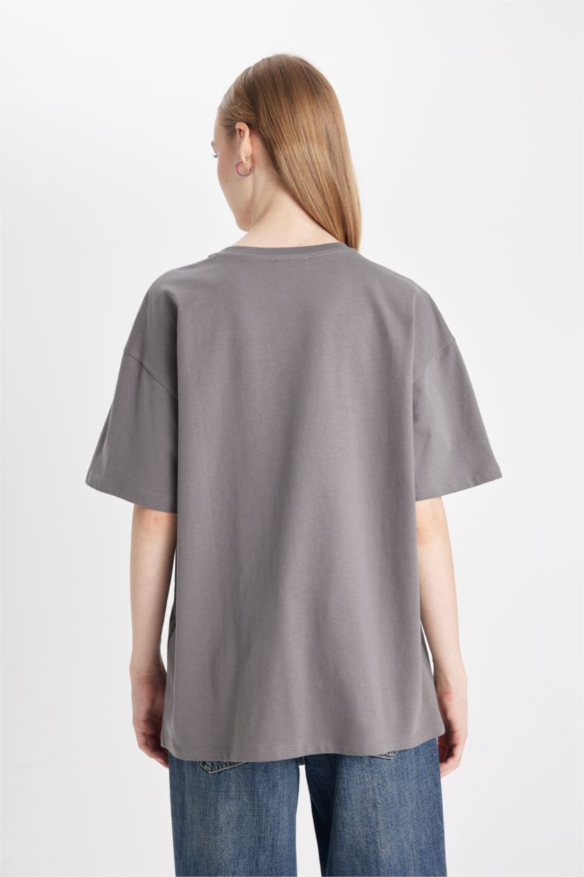 Women Anthracite Oversize Fit Short Sleeve T-Shirt