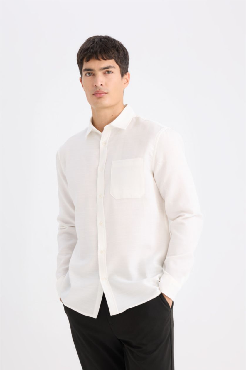 MAN White Regular Fit Polo Collar Cotton Shirt