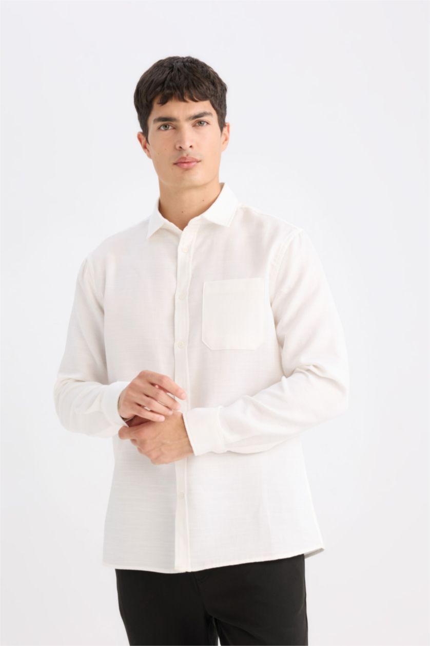 MAN White Regular Fit Polo Collar Cotton Shirt