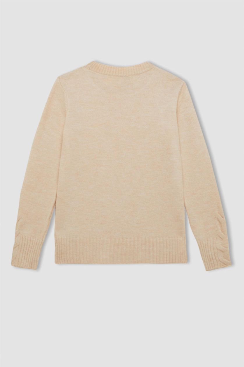 Женщины Слоновая кость Свитер стандартного кроя с круглым вырезом для женщин