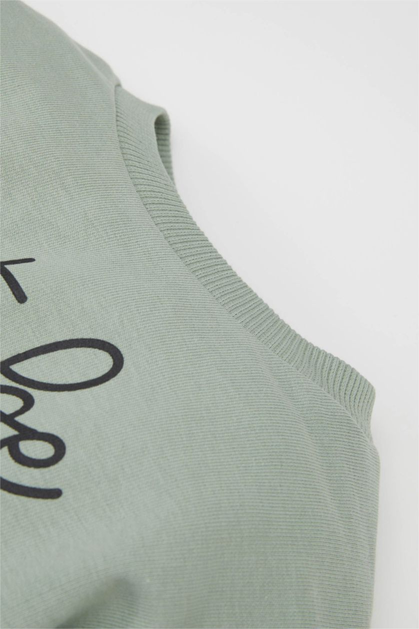 BABY GIRL Light Khaki Baby Girl Crew Neck Printed 2 Piece Sweatshirt