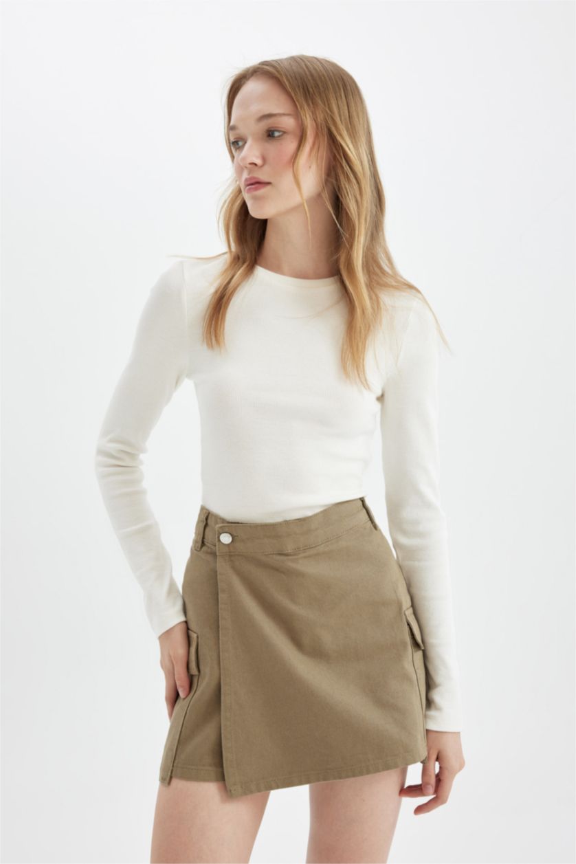 WOMAN Light Khaki Regular Fit Regular Waist Gabardine Shorts