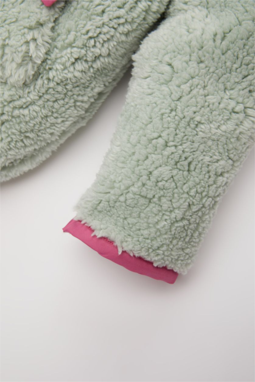 Kız Bebek Mint Dik Yaka Fermuarlı Welsoft Pelüş Sweatshirt Kız Bebek